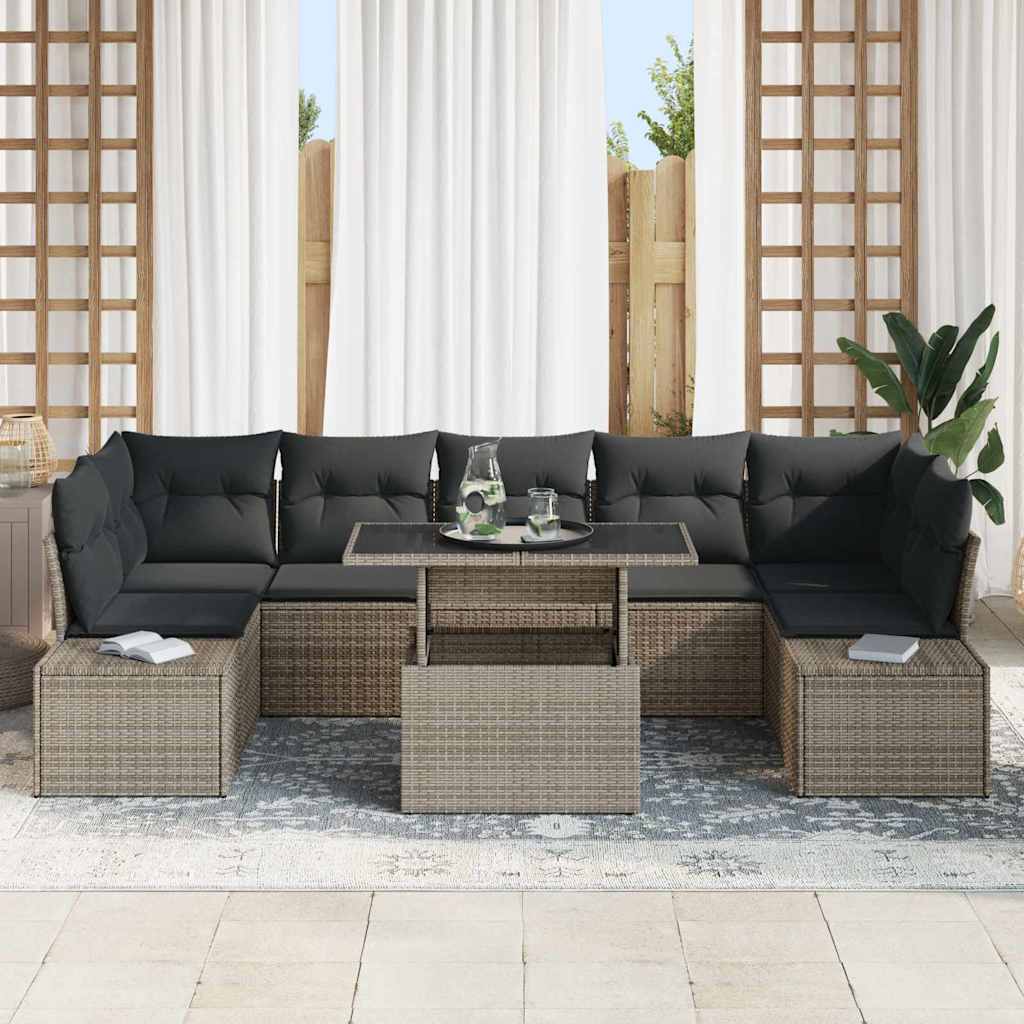 Set Divano da Giardino 8 pz Grigio