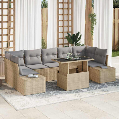 Set Divano da Giardino 8 pz Beige e Grigio Chiaro