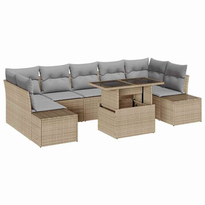 Set Divano da Giardino 8 pz Beige e Grigio Chiaro
