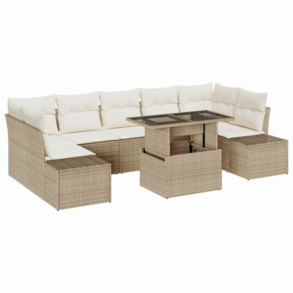 Set Divano da Giardino con cuscino 8 pcs Beige e Crema | homemem39