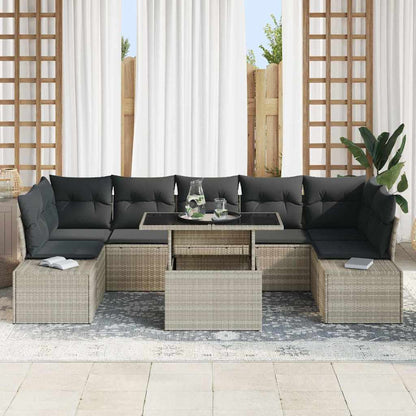 Set Divano da Giardino 8 pz Grigio chiaro e grigio scuro