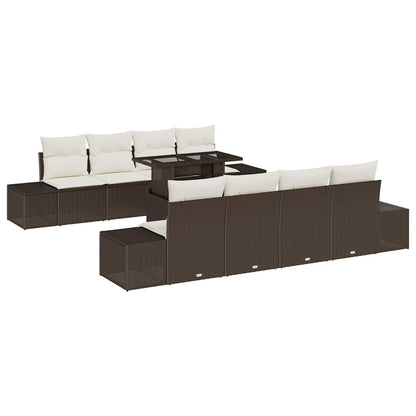 Set Divano da Giardino con cuscino 9 pcs Marrone e Crema | homemem39