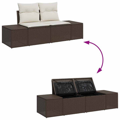 Set Divano da Giardino con cuscino 9 pcs Marrone e Crema | homemem39