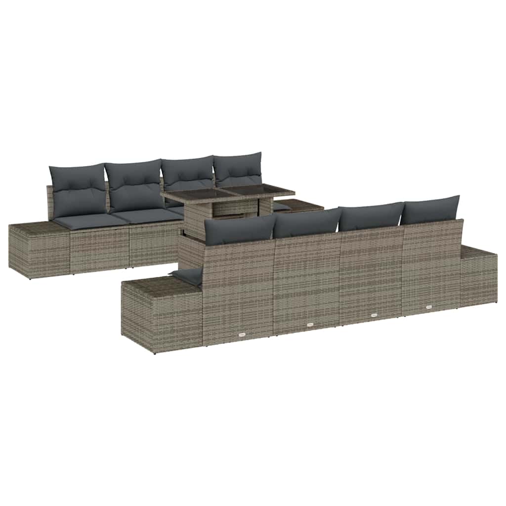 Set Divano da Giardino 9 pz Grigio