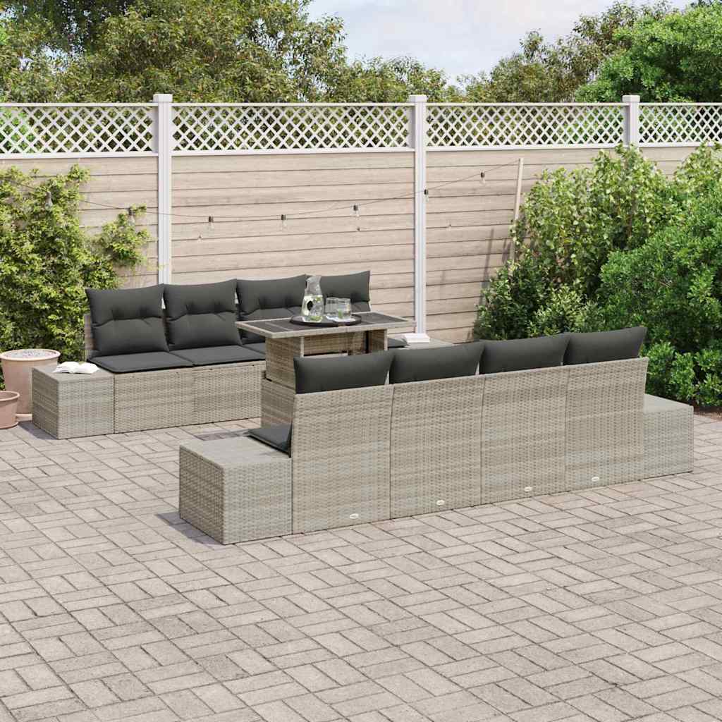 Set Divano da Giardino 9 pcs Grigio chiaro e grigio scuro | homemem39
