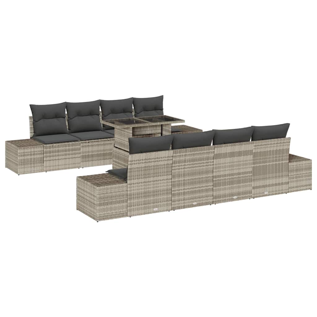Set Divano da Giardino 9 pcs Grigio chiaro e grigio scuro | homemem39