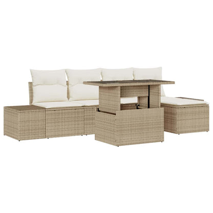 Set Divano da Giardino 6 pcs Beige Poly Rattan - homemem39