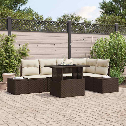 Set Divano da Giardino 6 pcs Marrone Poly Rattan - homemem39