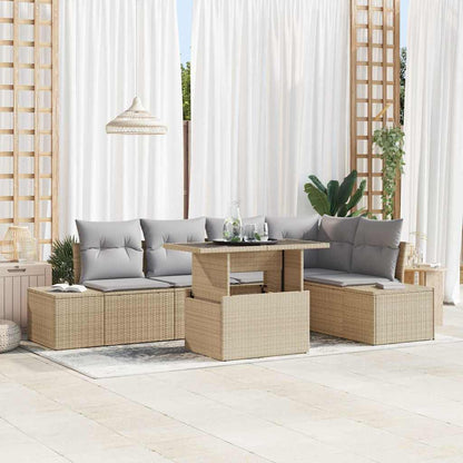 Set Divano da Giardino 6 pcs Beige Poly Rattan - homemem39