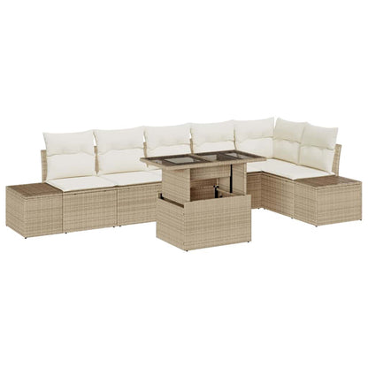 Set Divano da Giardino 7 pcs Beige Poly Rattan - homemem39