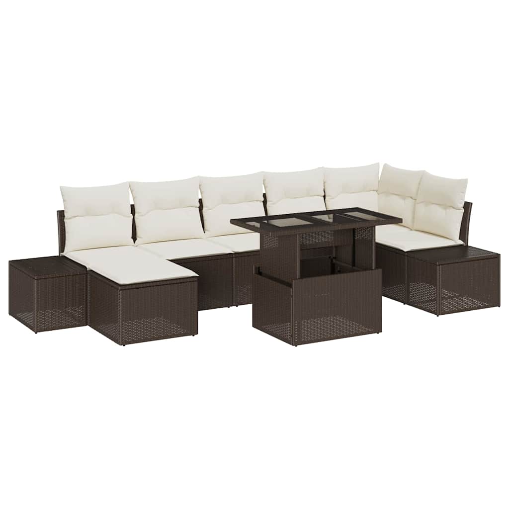 Set Divano da Giardino 8 pcs Marrone Poly Rattan - homemem39