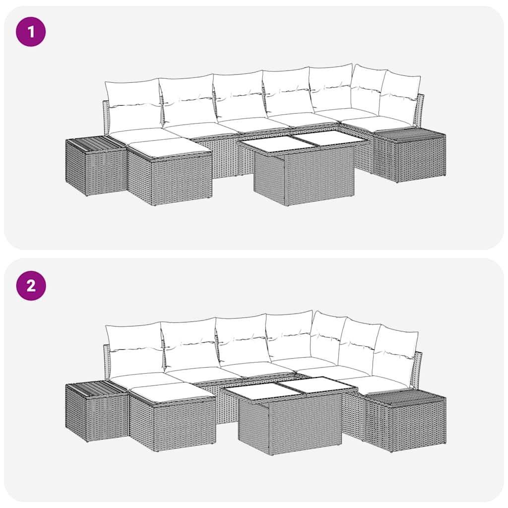Set Divano da Giardino 8 pcs Beige Poly Rattan | homemem39