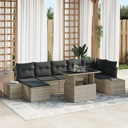 Set Divano da Giardino 8 pcs Grigio chiaro Poly Rattan - homemem39