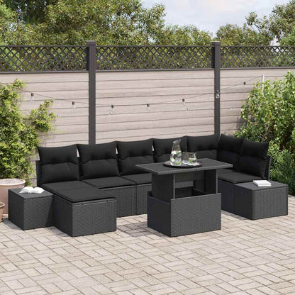 Set Divano da Giardino con archiviazione 8 pcs Nero Poly Rattan | homemem39