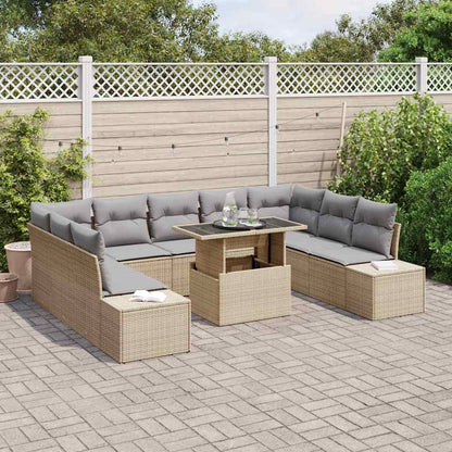 Set Divano da Giardino 10 pcs Beige Poly Rattan - homemem39