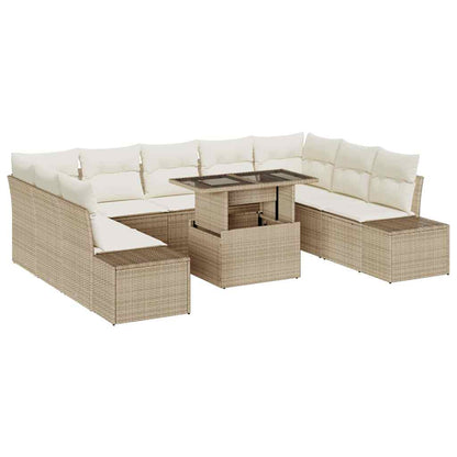 Set Divano da Giardino 10 pcs Beige Poly Rattan - homemem39