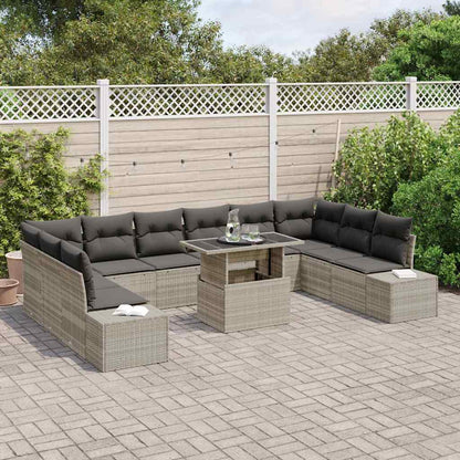 Set Divano da Giardino 11 pcs Grigio chiaro Poly Rattan - homemem39