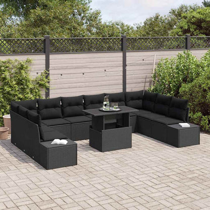 Set Divano da Giardino 11 pcs Nero Poly Rattan - homemem39