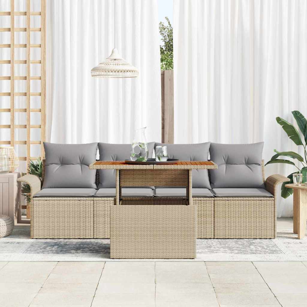 Set Divano da Giardino 5 pcs Beige Poly Rattan - homemem39