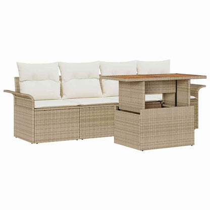Set Divano da Giardino 5 pcs Beige Poly Rattan - homemem39