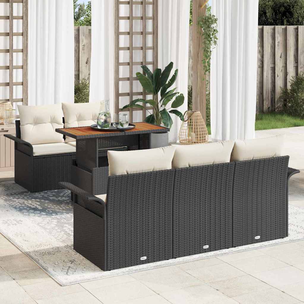 Set Divano da Giardino con archiviazione 6 pcs Nero Poly Rattan - homemem39