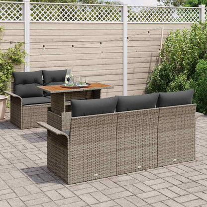 Set Divano da Giardino 6 pcs Grigio Poly Rattan - homemem39