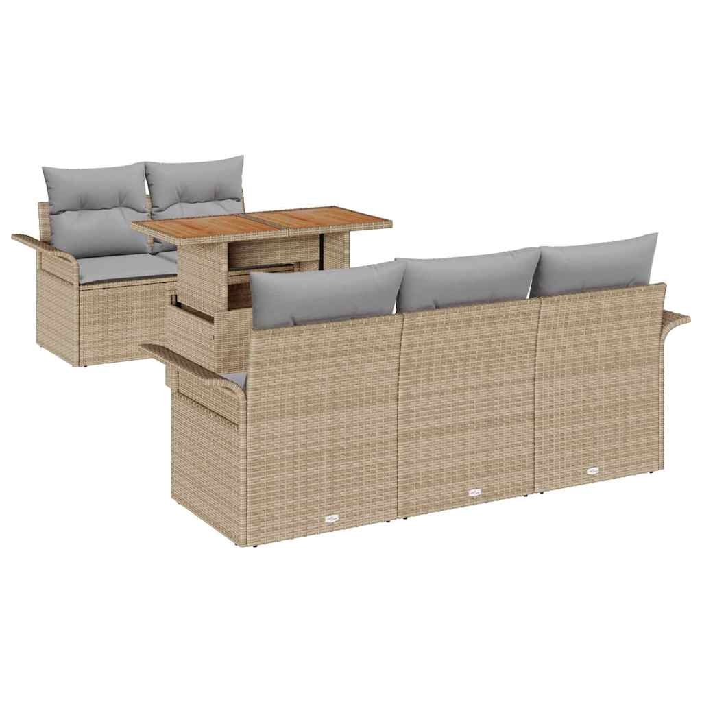 Set Divano da Giardino 6 pcs Beige Poly Rattan - homemem39