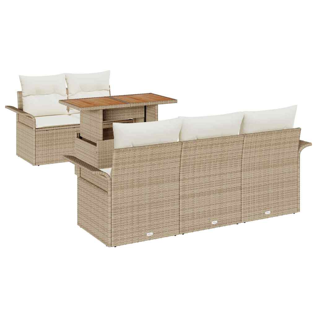 Set Divano da Giardino 6 pcs Beige Poly Rattan - homemem39