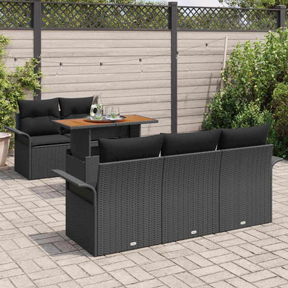 Set Divano da Giardino con archiviazione 6 pcs Nero Poly Rattan - homemem39