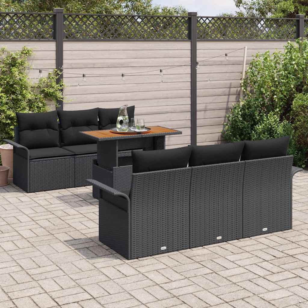 Set Divano da Giardino con archiviazione 7 pcs Nero Poly Rattan - homemem39