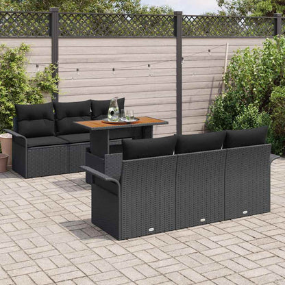Set Divano da Giardino con archiviazione 7 pcs Nero Poly Rattan - homemem39