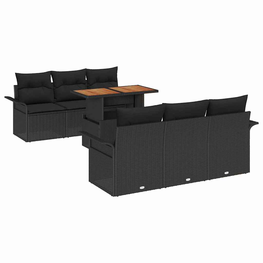 Set Divano da Giardino con archiviazione 7 pcs Nero Poly Rattan - homemem39