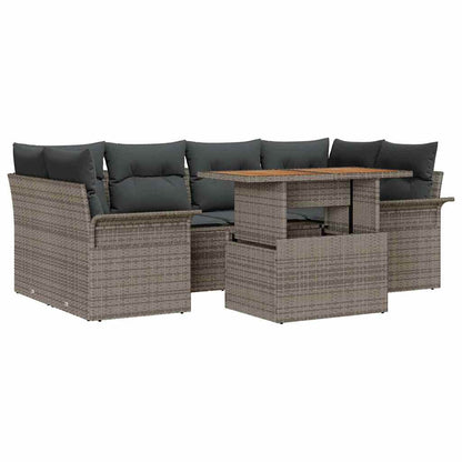 Set Divano da Giardino 7 pcs Grigio Poly Rattan - homemem39