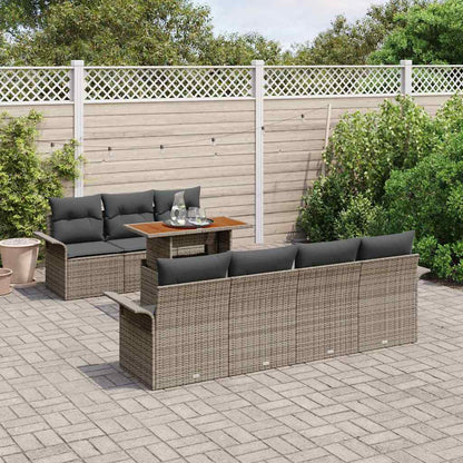 Set Divano da Giardino 8 pcs Grigio Poly Rattan