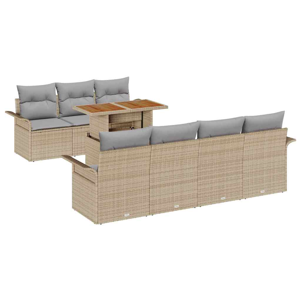 Set Divano da Giardino 8 pcs Beige Poly Rattan - homemem39