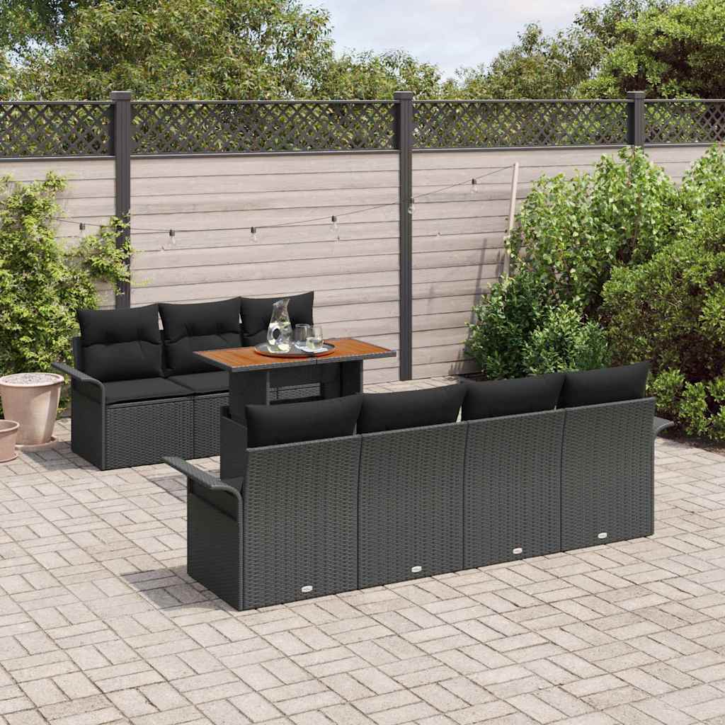 Set Divano da Giardino con archiviazione 8 pcs Nero Poly Rattan - homemem39