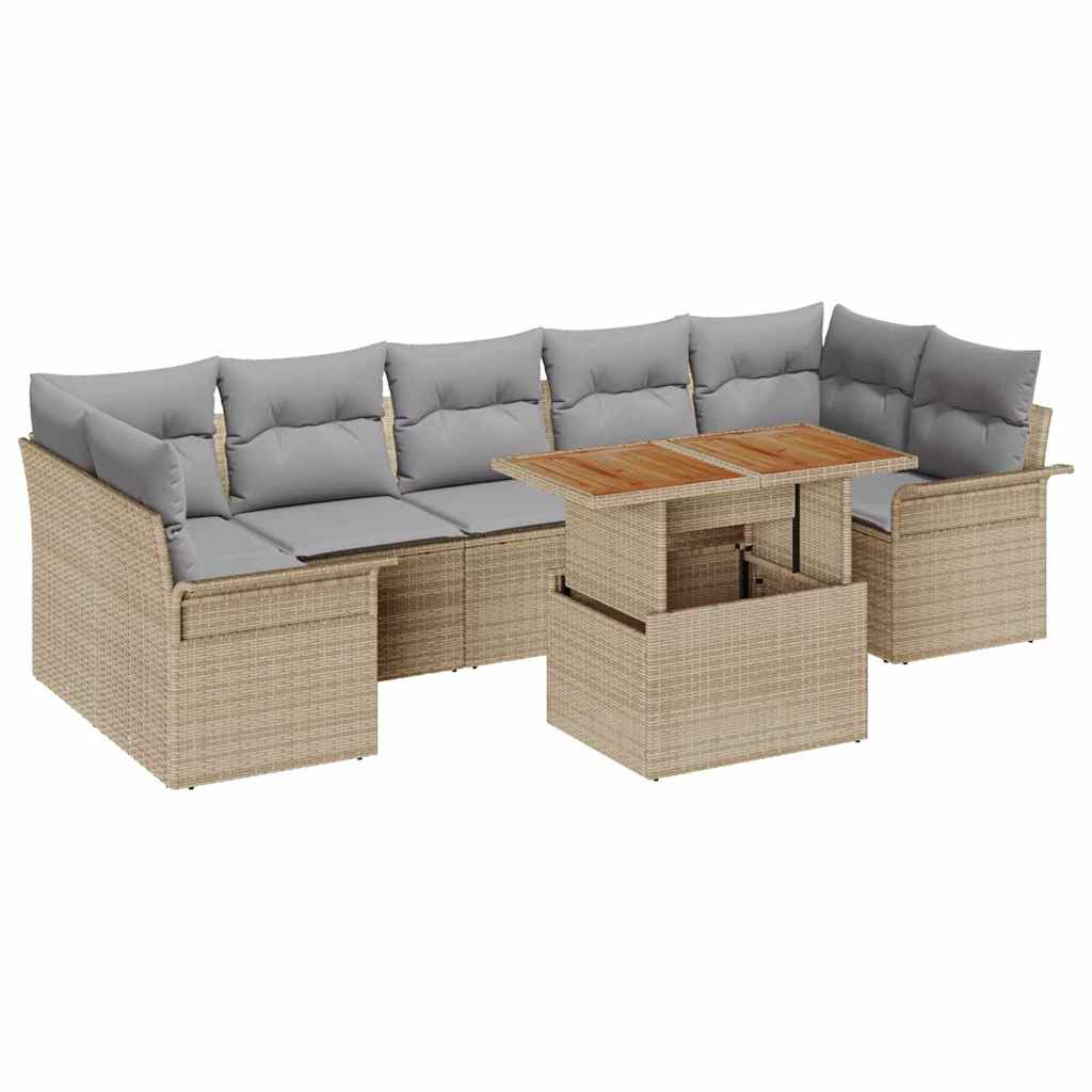 Set Divano da Giardino 8 pcs Beige Poly Rattan - homemem39