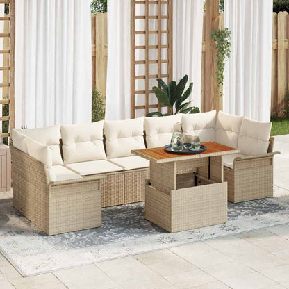 Set Divano da Giardino 8 pcs Beige Poly Rattan