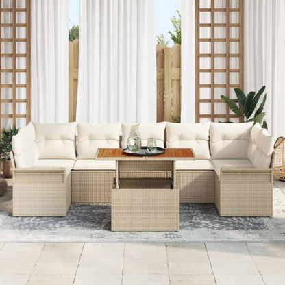 Set Divano da Giardino 8 pcs Beige Poly Rattan