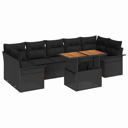 Set Divano da Giardino con archiviazione 8 pcs Nero Poly Rattan - homemem39