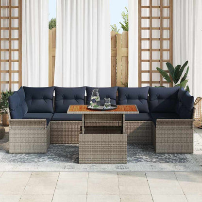Set Divano da Giardino 8 pcs Grigio Poly Rattan | homemem39