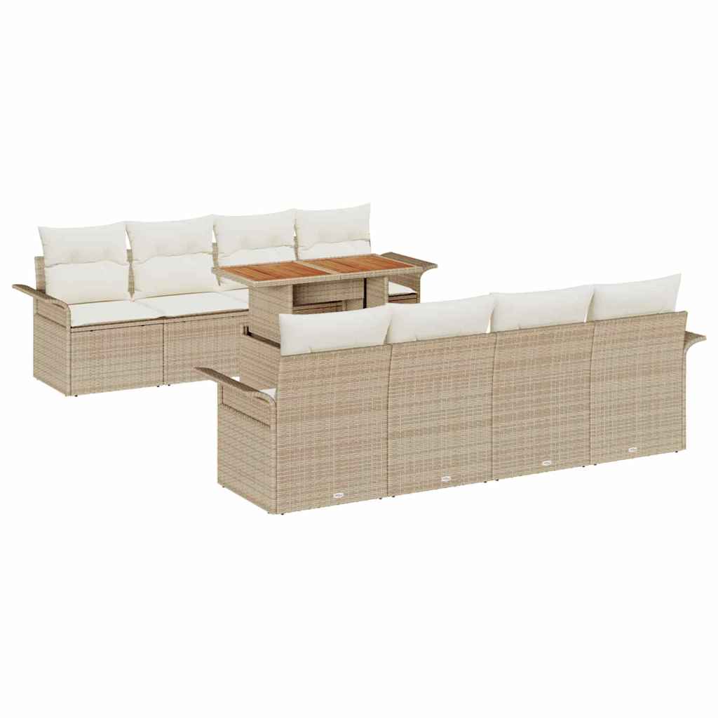 Set Divano da Giardino 9 pcs Beige Poly Rattan - homemem39