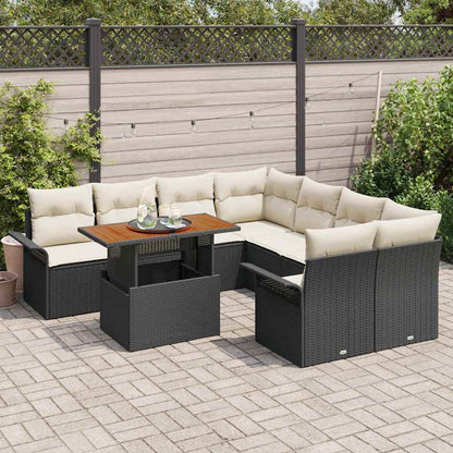 Set Divano da Giardino con archiviazione 9 pcs Nero Poly Rattan - homemem39