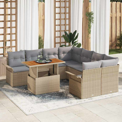 Set Divano da Giardino 9 pcs Beige Poly Rattan - homemem39