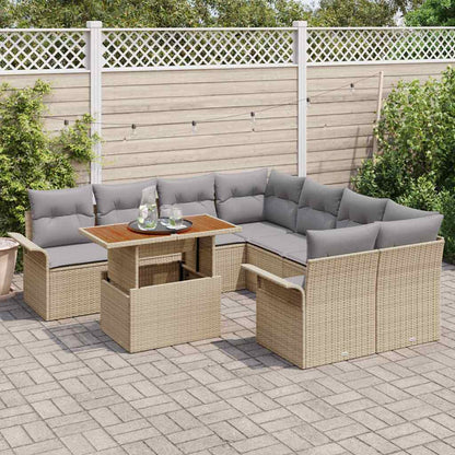 Set Divano da Giardino 9 pcs Beige Poly Rattan - homemem39