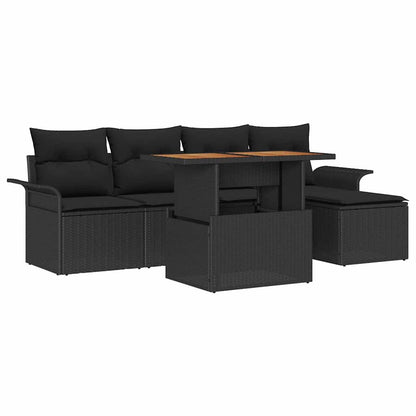 Set Divano da Giardino 6 pz Nero Poly Rattan