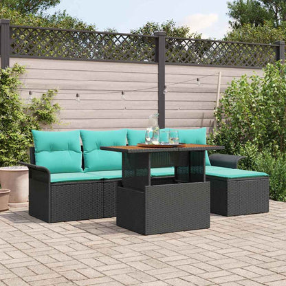 Set Divano da Giardino con archiviazione 6 pcs Nero Poly Rattan | homemem39