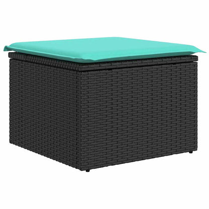 Set Divano da Giardino con archiviazione 6 pcs Nero Poly Rattan | homemem39