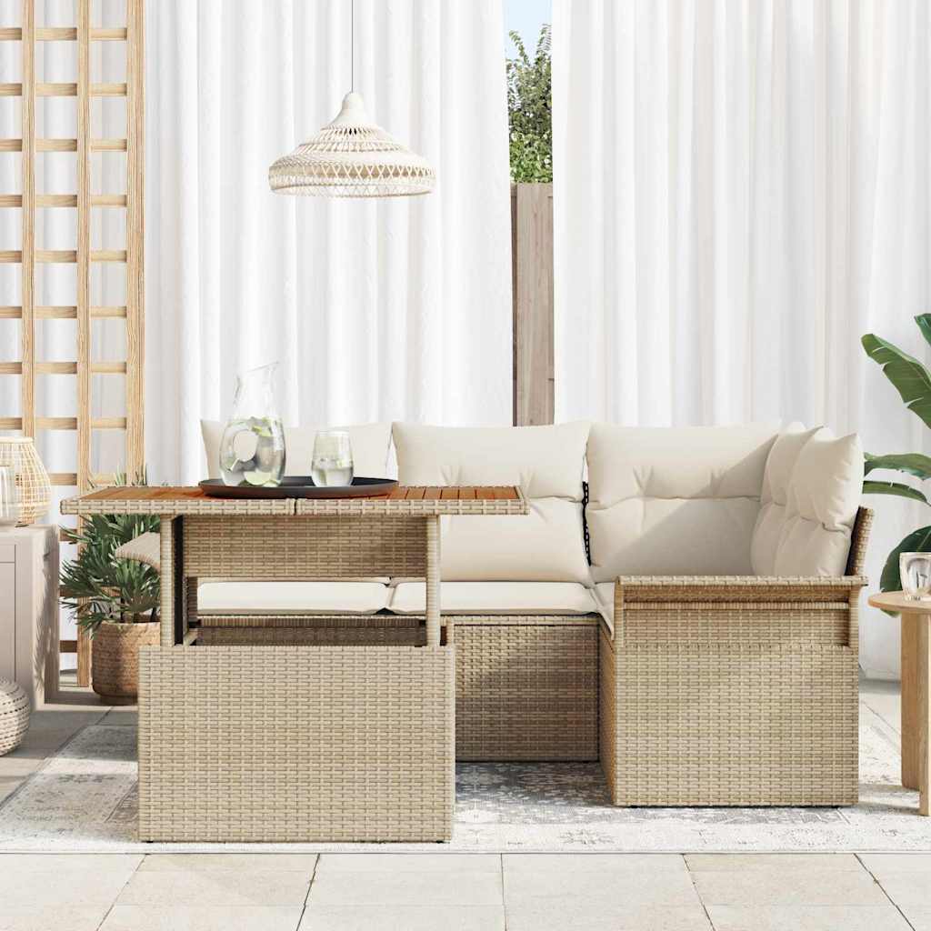 Set Divano da Giardino 5 pcs Beige Poly Rattan - homemem39