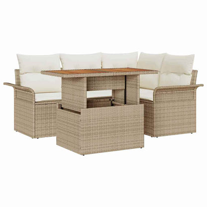 Set Divano da Giardino 5 pcs Beige Poly Rattan - homemem39